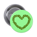 Four Leaf Clover Shamrock Heart Pinback Button