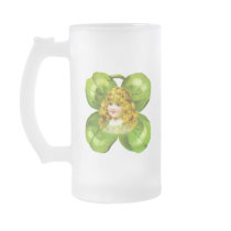 Four Leaf Clover with Girl Vintage St Patrick Coffee Mug