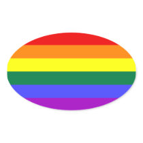 FOUR LGBT Flag Oval Stickers