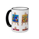 Four paintings on easels by Kay Gale mug