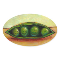 Four peas in a pod fun unique original art oval stickers