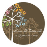 Four Seasons Trees on Brown Gift Label Sticker