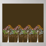 Four Seasons Trees on Brown Poster posters