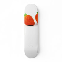 Four Strawberries On White Background Skate Board Decks