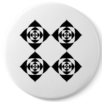 Four Stylish Black Flowers. On White. Buttons