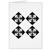 Four Stylish Black Flowers. On White. Cards