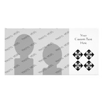 Four Stylish Black Flowers. On White. Picture Card