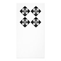 Four Stylish Black Flowers. On White. Photo Card