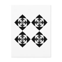 Four Stylish Black Flowers. On White. Postcard