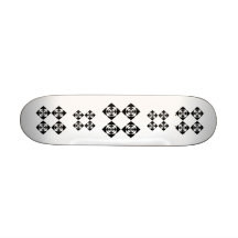 Four Stylish Black Flowers. On White. Skate Boards