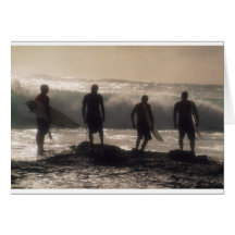 Four Surfers Greeting Card
