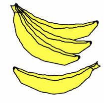 Four Yellow Bananas. Acrylic Cut Out