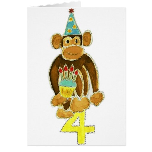 Fourth Birthday Monkey Cards