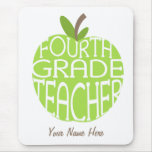 Fourth Grade Teacher Mousepad - Green Apple