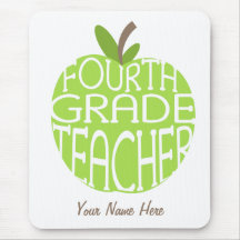 Fourth Grade Teacher Mousepad - Green Apple