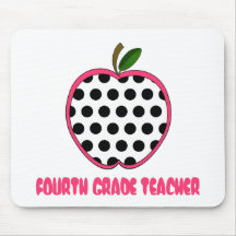 Fourth Grade Teacher Polka Dot Apple Mouse Pads