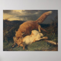Fox and Hare, 1866 Print
