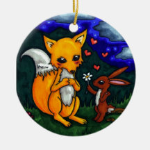 fox and hare love story ornament