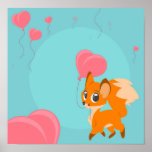 Fox cub with Balloon posters