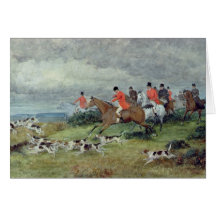 Fox Hunting in Surrey, 19th century Greeting Cards