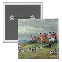 Fox Hunting in Surrey, 19th century Pin