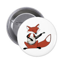 Fox Playing the Banjo Pinback Buttons
