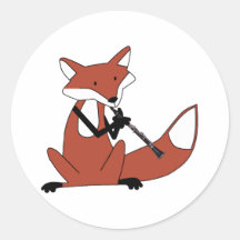 Fox Playing the Clarinet Sticker