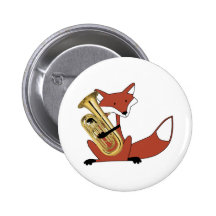 Fox Playing the Euphonium Button