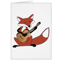 Fox Playing the Guitar Greeting Cards