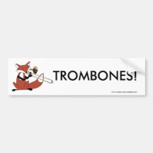 Fox Playing the Trombone Bumper Sticker