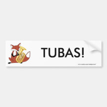 Fox Playing the Tuba Bumper Sticker