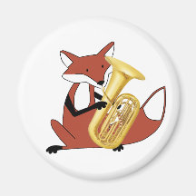 Fox Playing the Tuba Fridge Magnets