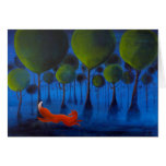 Fox Running In Woodland at Night. Cards