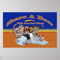 Fox Terrier Share A Beer With Best Friend Poster