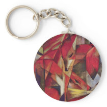 Foxes by Franz Marc, Vintage Expressionism Keychain