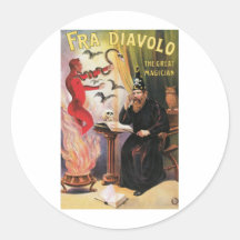 Fra Diavolo ~ The Great Magician Vintage Magic Act Round Sticker