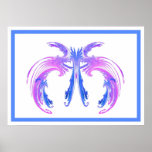 FRACTAL ANGEL Pink and Blue w White Back Posters