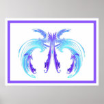 FRACTAL ANGEL purple and teal w White Back Posters