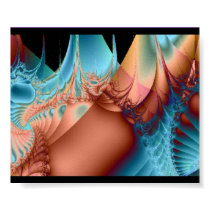 Fractal Art  Blues & Peach Poster posters