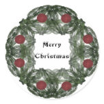 Fractal Art Christmas Wreath with Red Ornaments stickers