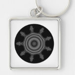 Fractal art in Black and Grey. Key Chains