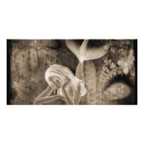 Fractal Background 3D Mermaid Brown Negative