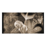 Fractal Background 3D Mermaid Brown Negative photo cards