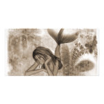 Fractal Background 3D Mermaid Brown Photo Card
