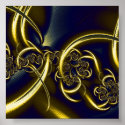 Fractal Black And Gold posters