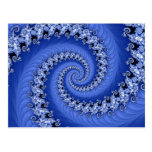 Fractal Blue Double Spiral Postcard