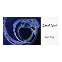 Fractal Blue Heart Custom Photo Card
