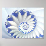 Fractal Blue Nautilus posters