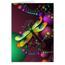 Fractal Dragonfly Birthday Card