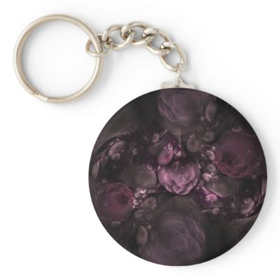 Fractal Floral Arrangement Reds Pinks Keychain by KittyAnnStudio